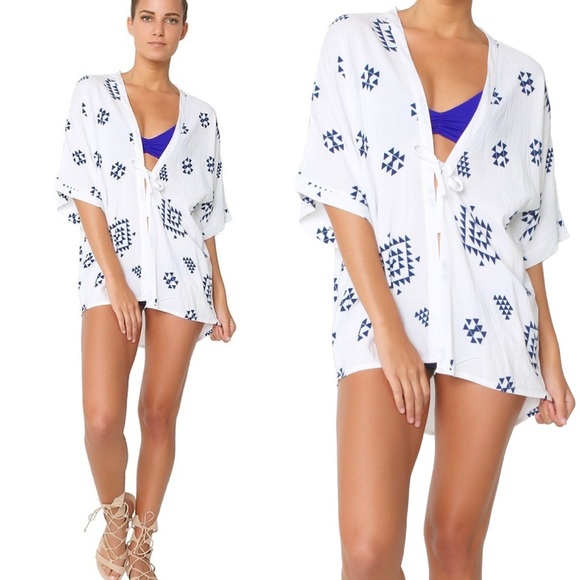 Soleil Tops - Soleil Aztec Kin Beach Kimono Cover up NWT
